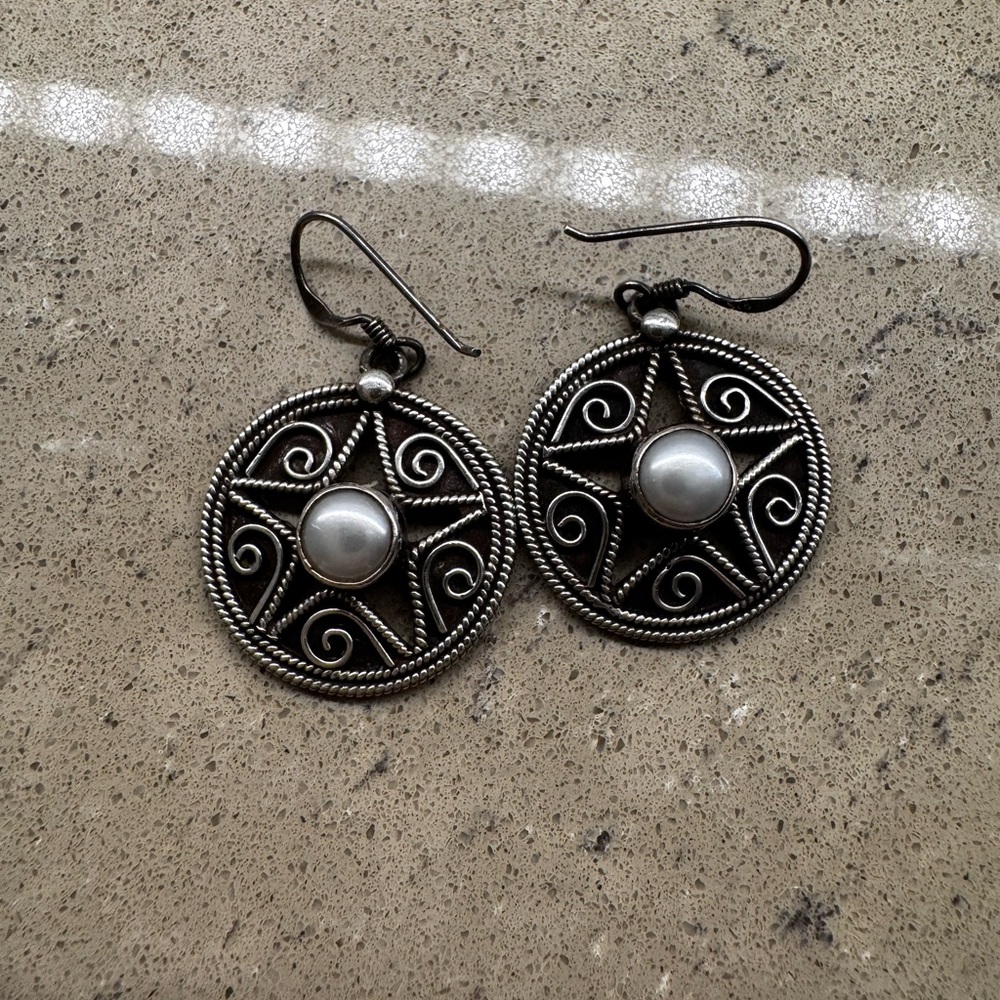 Silver Star Dangle Earrings
